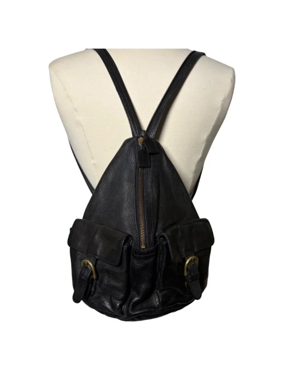 Vintage Boulder Ridge Shafmaster Leather Co Black Sling Backpack Bag Some Flaws